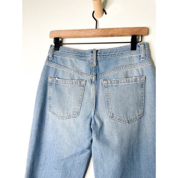 Free People Maggie Ripped Crop Baggy Jeans Size 25 Busted Knee Distressed - Picture 7 of 9